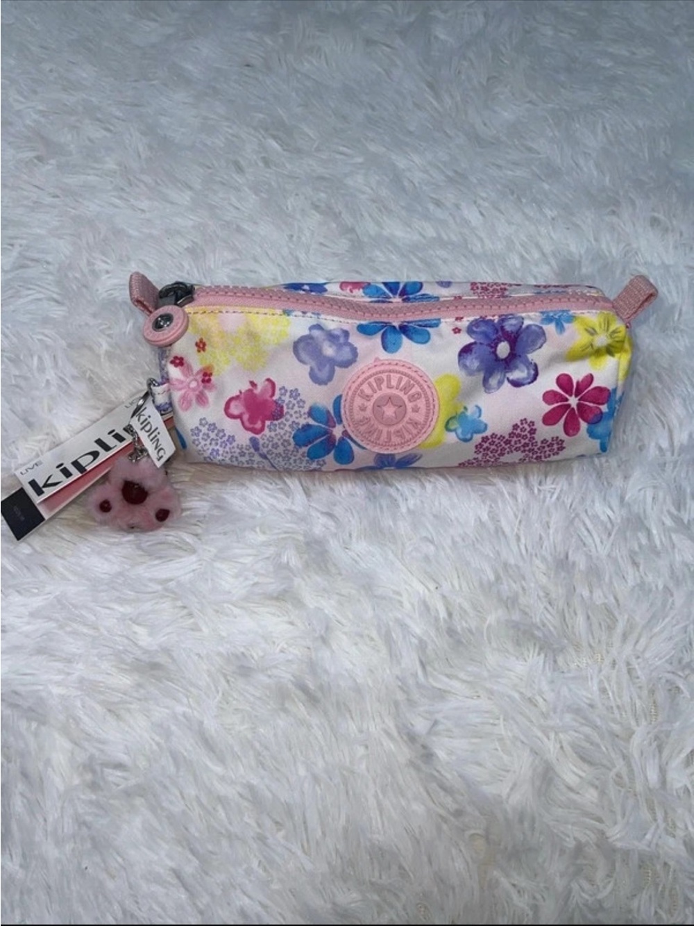 Kipling Freedom Floral Pencil Case - Pink Multicolor bran new